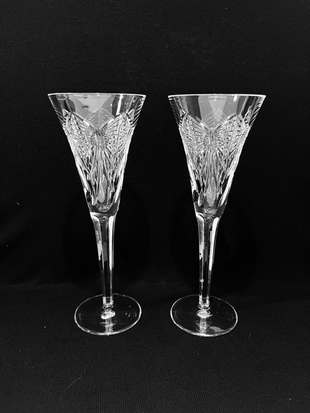 Waterford Crystal Millennium Happiness Toasting Flutes 9.25” Set of 2